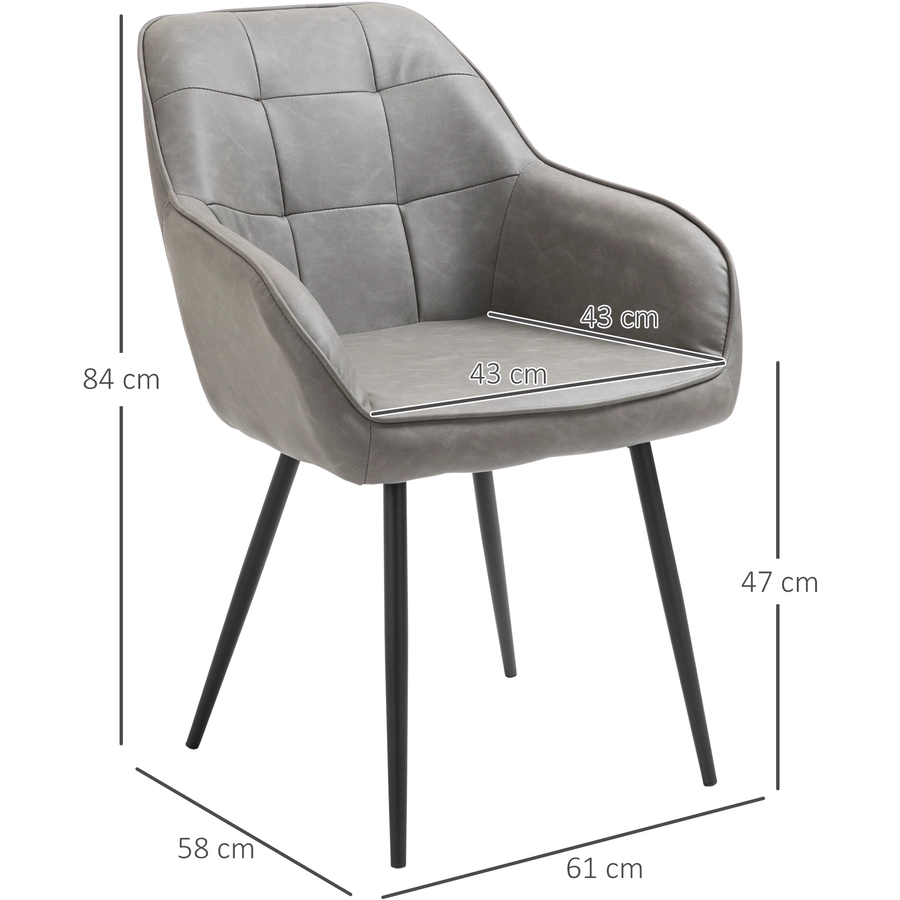 HOMCOM Stuhl Wannenförmiges Design, Robuste Metallbeine Grau