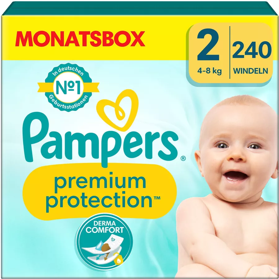Pampers Premium Protection, New Baby Gr. 2 Mini, 4-8kg, Monatsbox (1x 240 Windeln)
