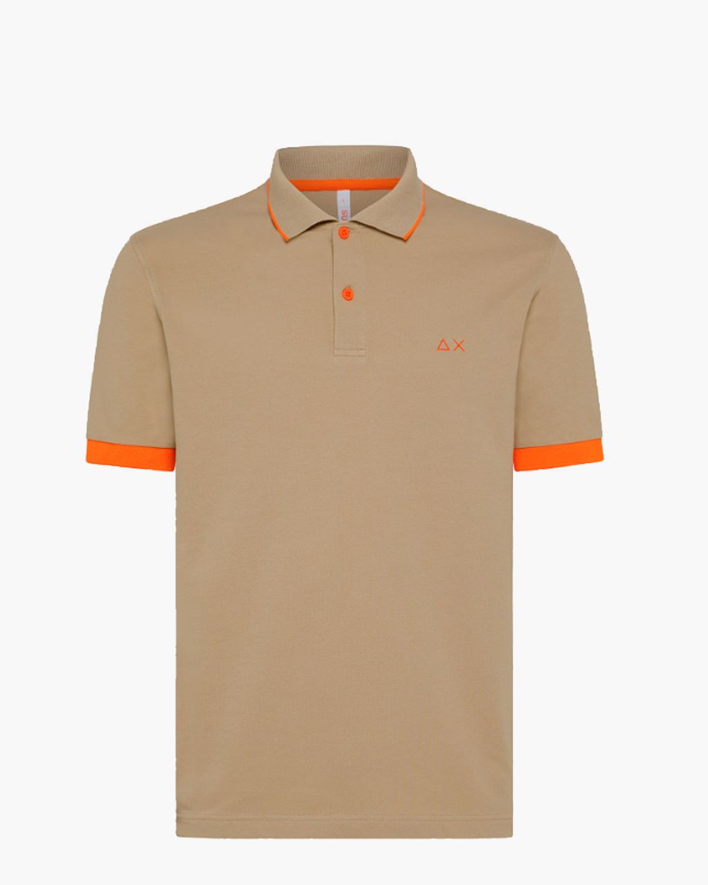 SUN68 Polo Small Stripe Fluo Bruin Heren Poloshirt