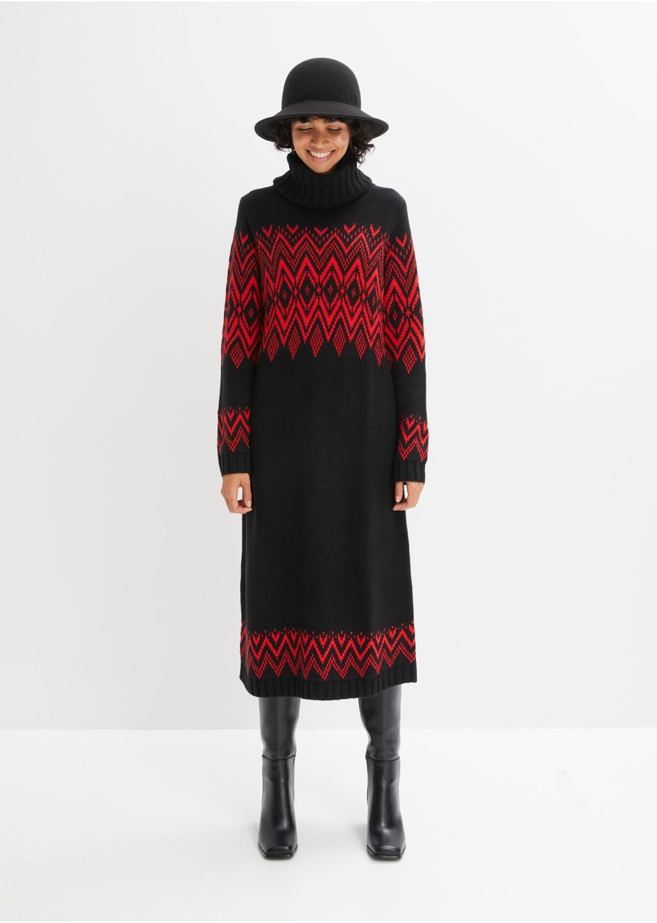 Robe midi en maille motif norvégien