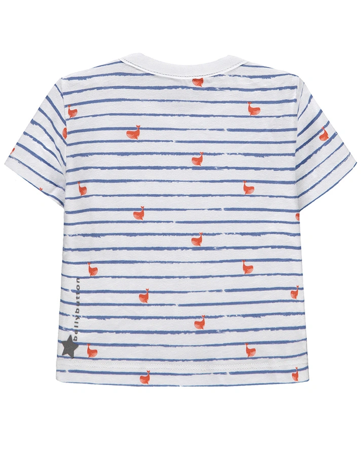 T-Shirt LITTLE WHALE AOP gestreift in weiß