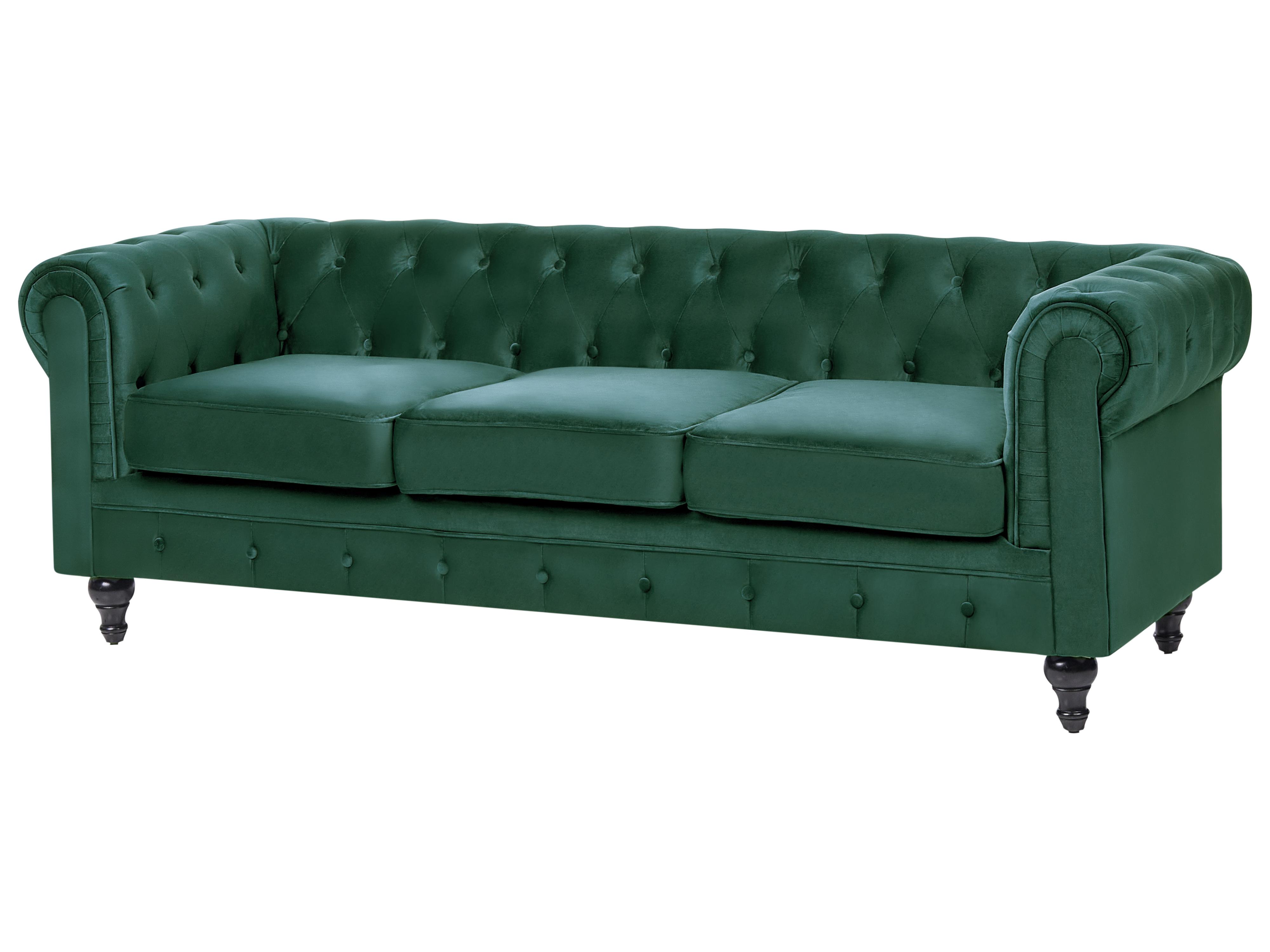 Bank 3-zits CHESTERFIELD Fluweel Smaragdgroen