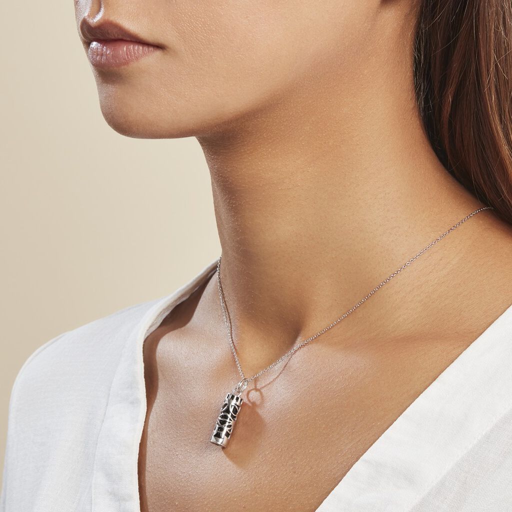 Pendentif Tiki Argent Blanc Onyx