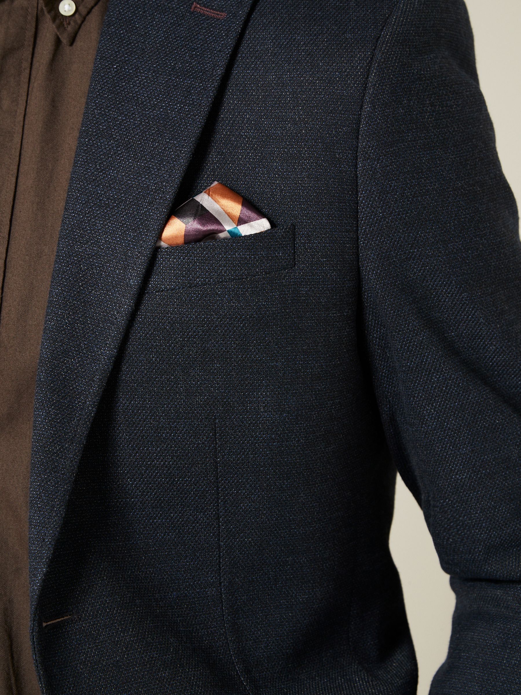 Donkerblauw - Normale Pasvorm - Modieuze blazer met textuur