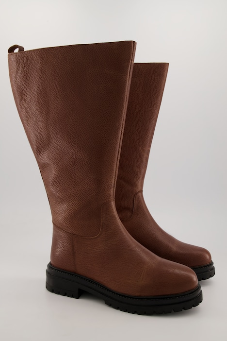 Lederstiefel, XXL-Schaft, Prägung, Reißverschluss