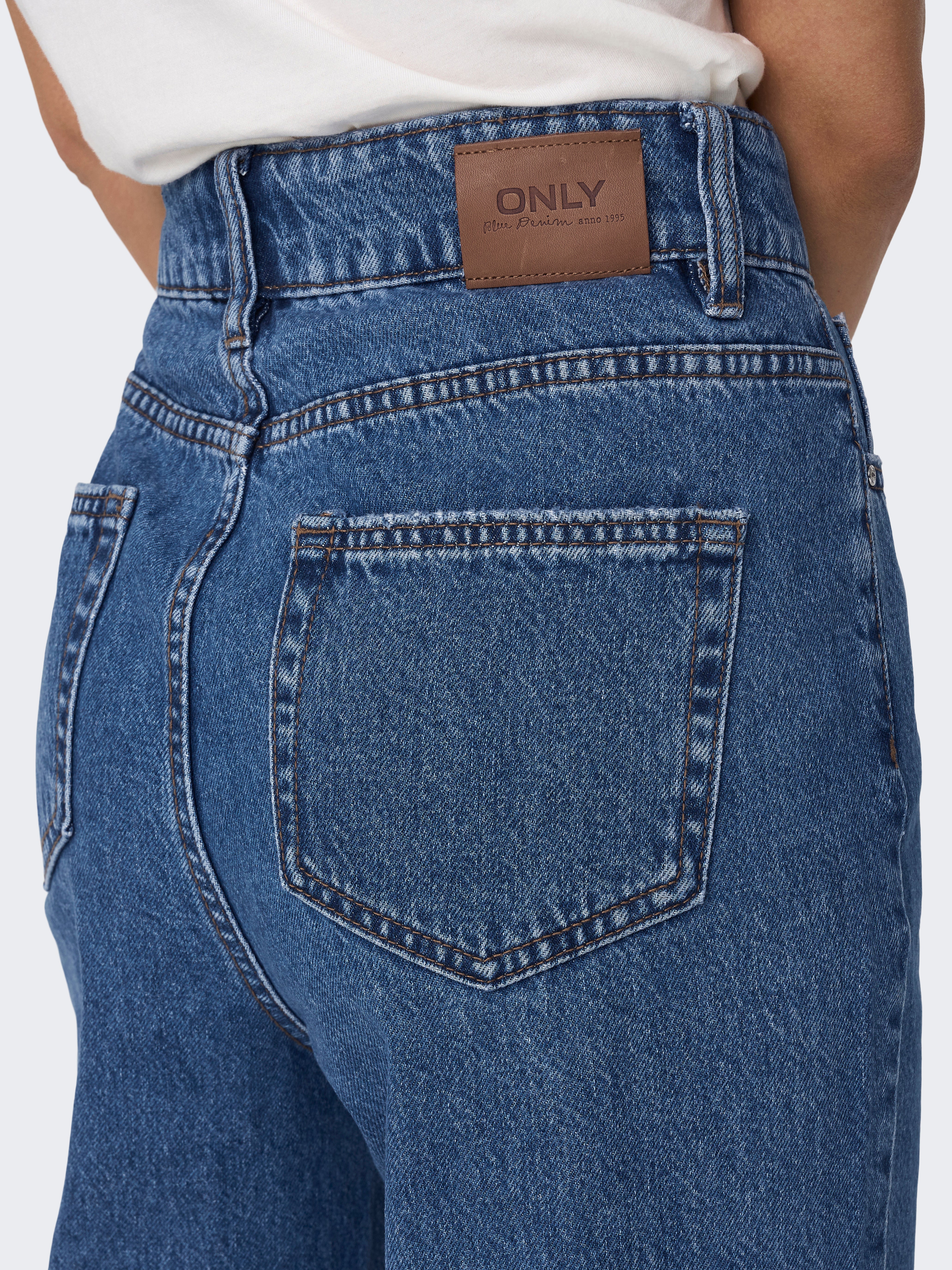 ONL90S Mittlere Taille Weiter Beinschnitt Jeans Medium Blue Denim