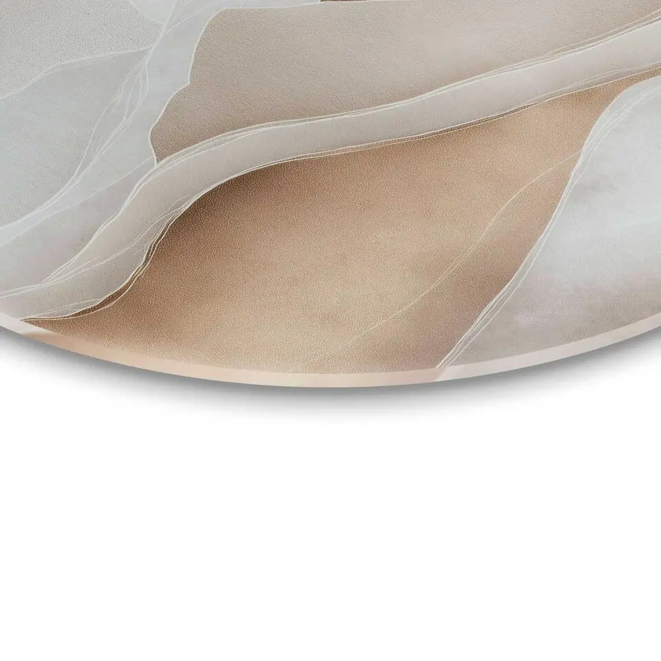 Glasschilderij Zon achter de bergen - Ø 50cm - Beige