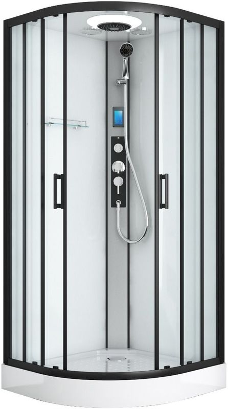 Badstuber - Austin - Douchecabine - Kwartrond - 90x90x215cm - Kitvrij - Zwart
