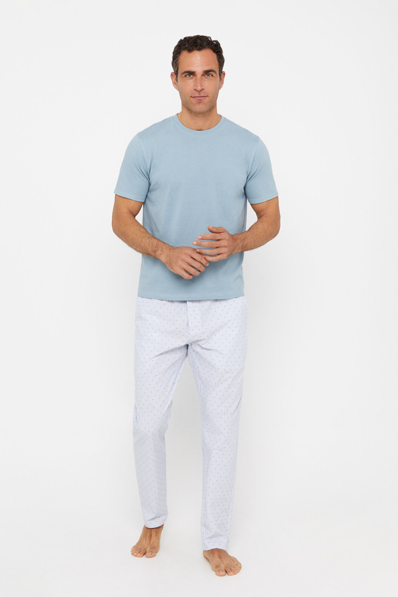 Conjunto de pijama de malha e tecido - Verde
