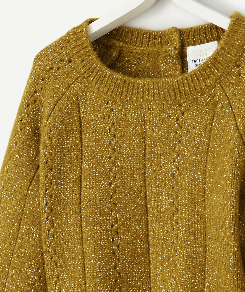 PULL EN MAILLE BÉBÉ FILLE VERT AVEC JEUX DE TORSADES