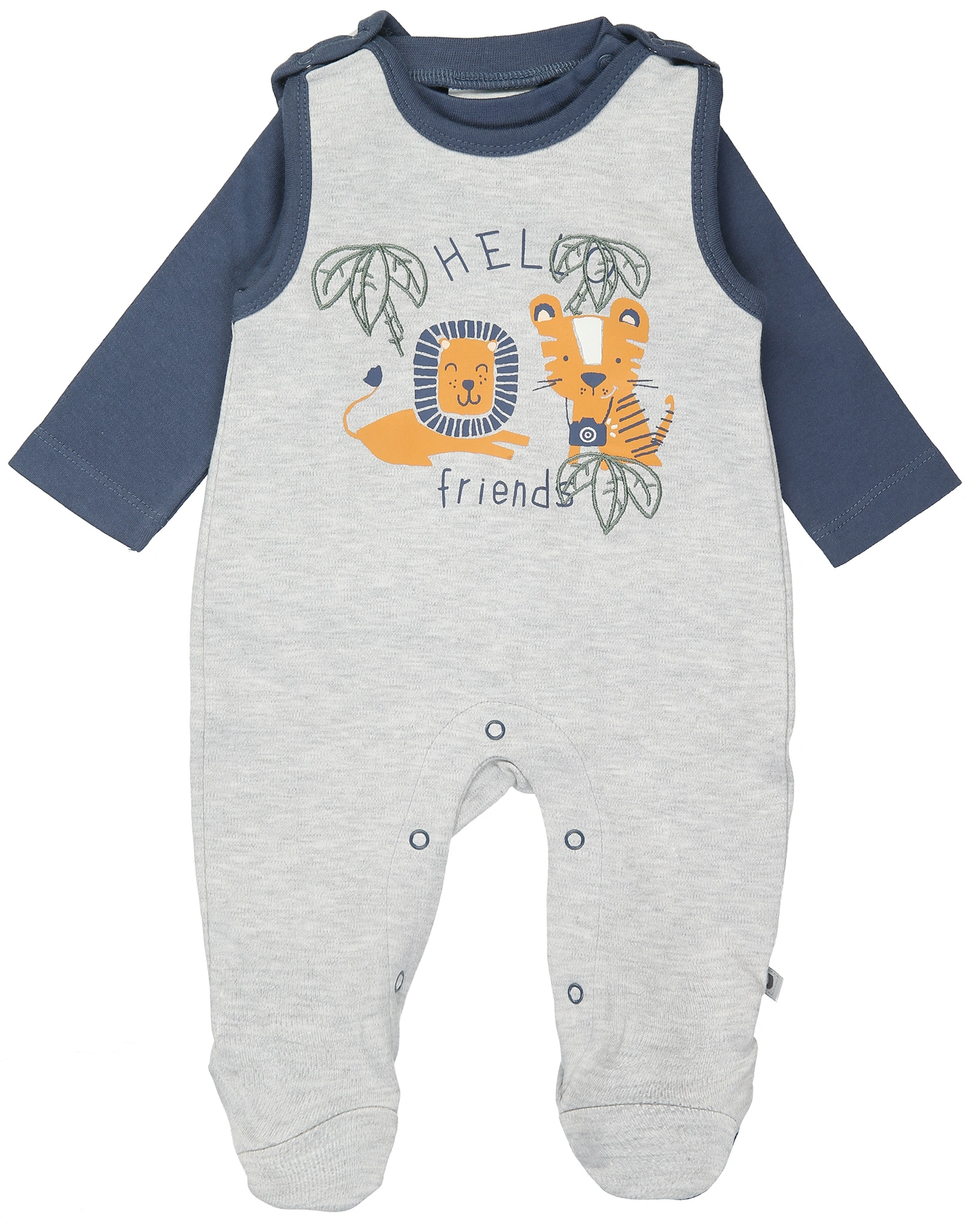 Strampler JUNGLE MOOD mit Langarmshirt in grau/indigo