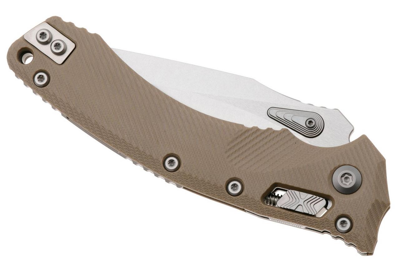 Microtech Amphibian 137RL-10FLGTTA, Stonewashed M390MK, Fluted Tan G-10 zakmes