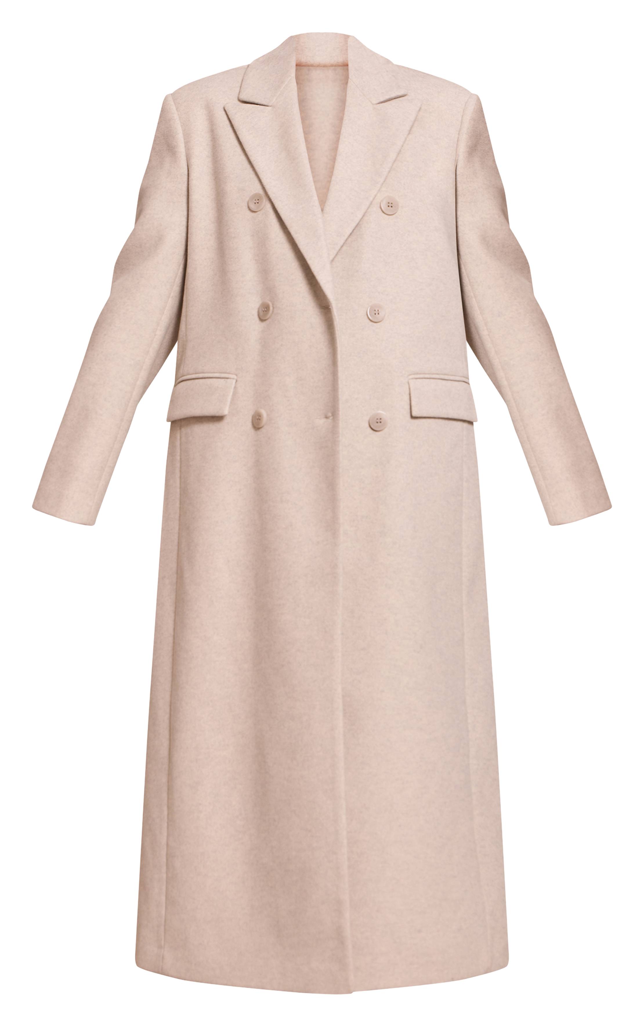 Gris Clair Manteau Structuré Oversized À Double Boutonnage