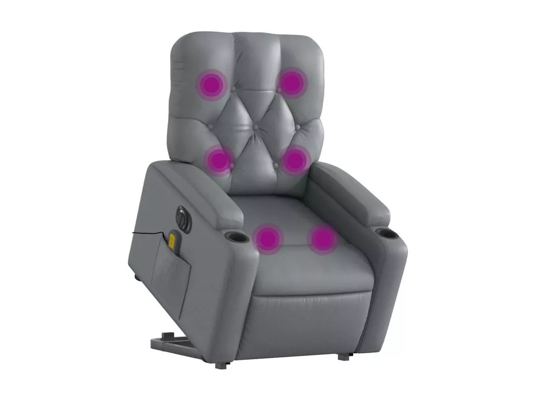 Fauteuil inclinable massant électrique gris similicuir