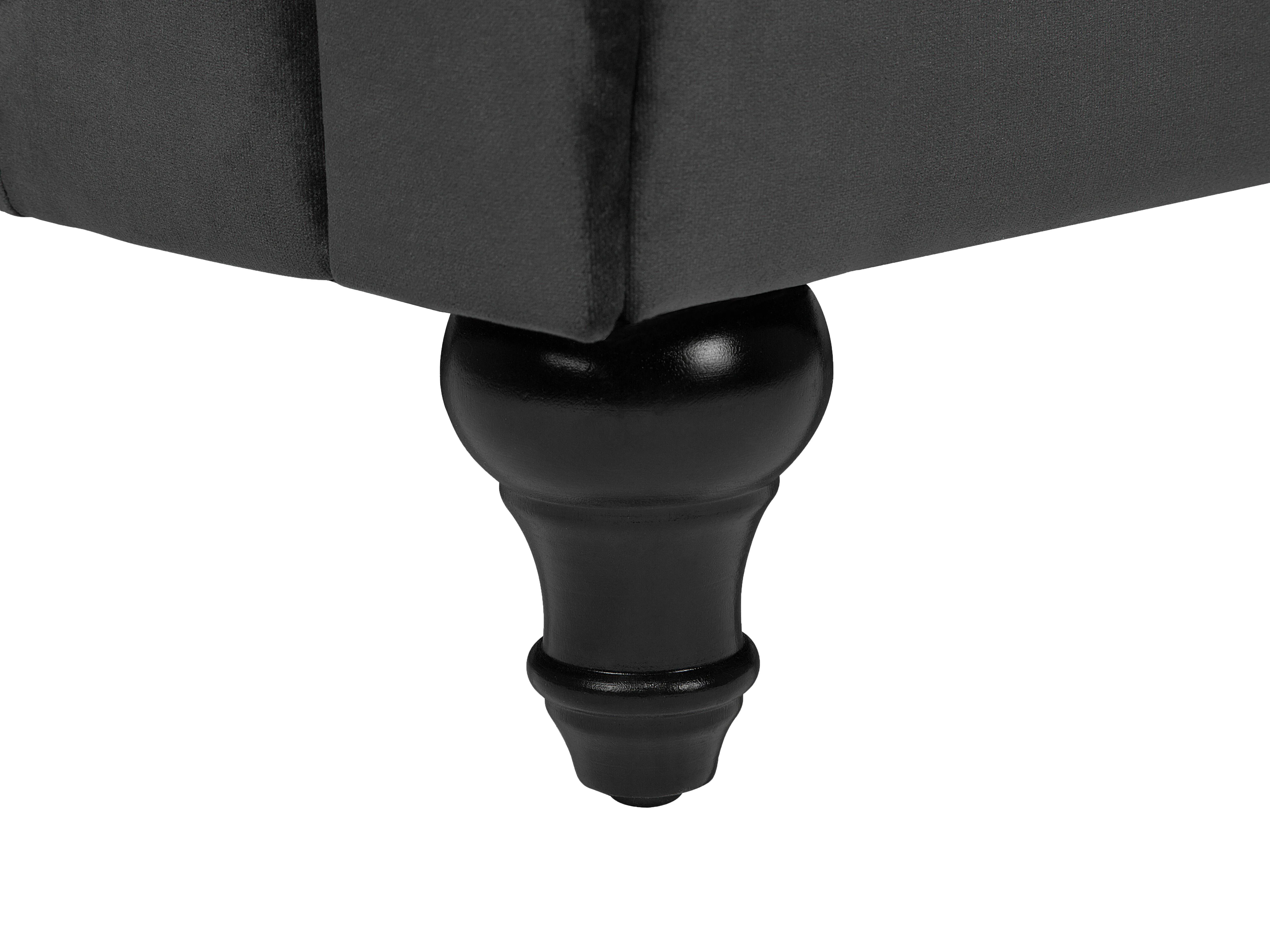 Bank 3-zits CHESTERFIELD Fluweel Zwart