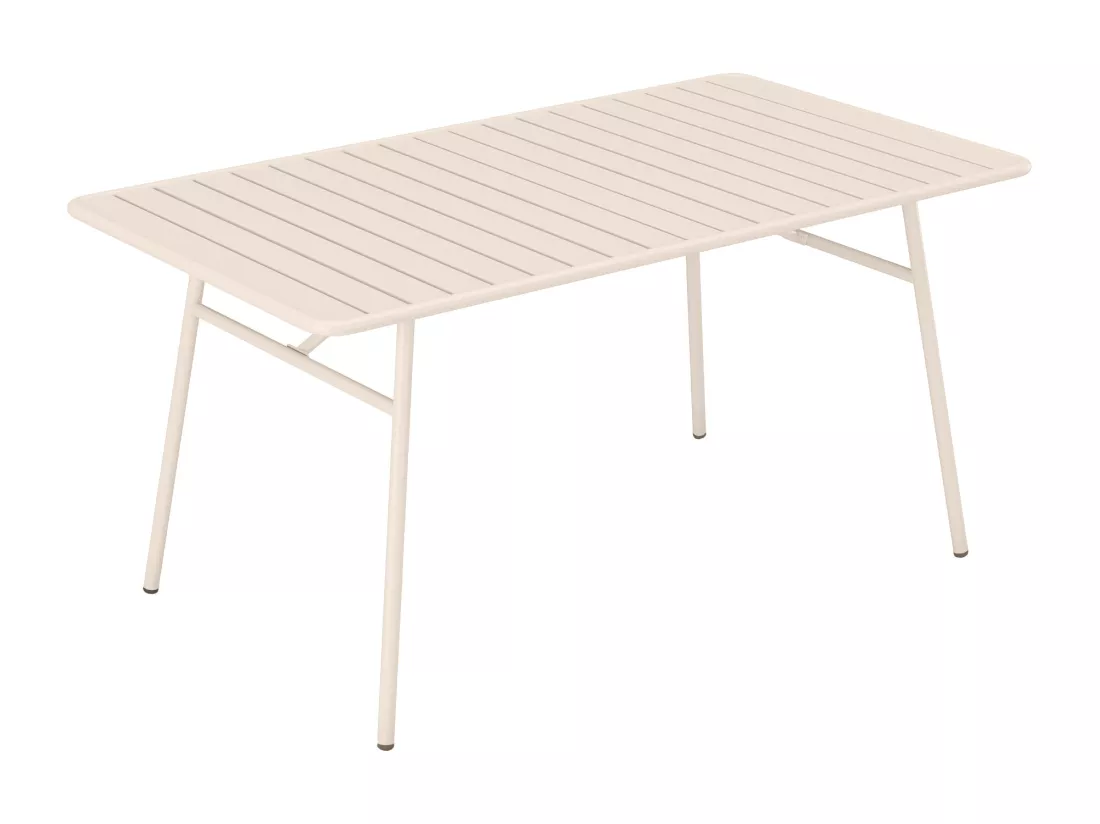Salle à manger de jardin en métal - une table L.160 cm et 4 chaises empilables - Beige - MIRMANDE de MYLIA
