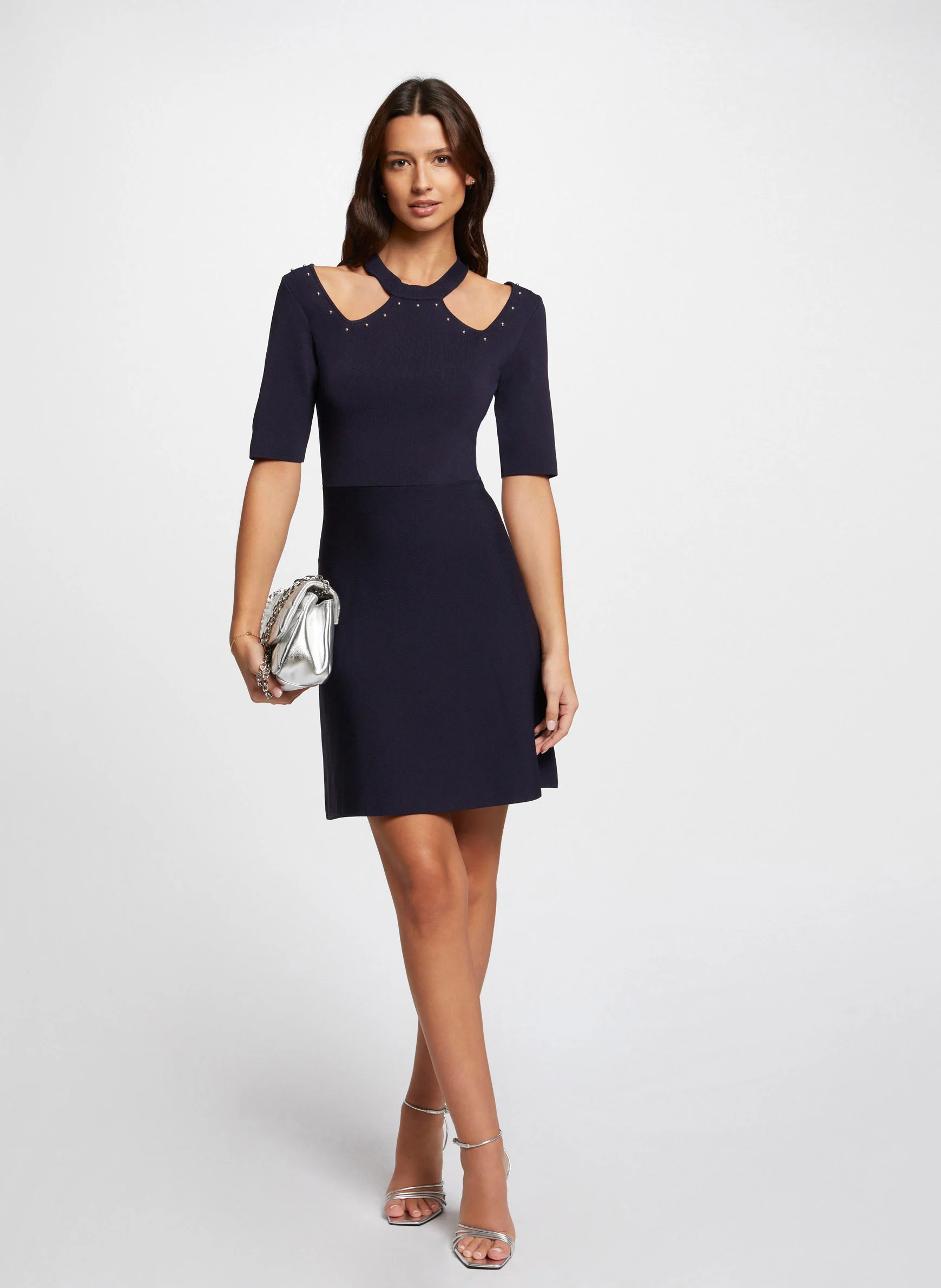 RMSI - Robe courte tricot ajustée| Bleu