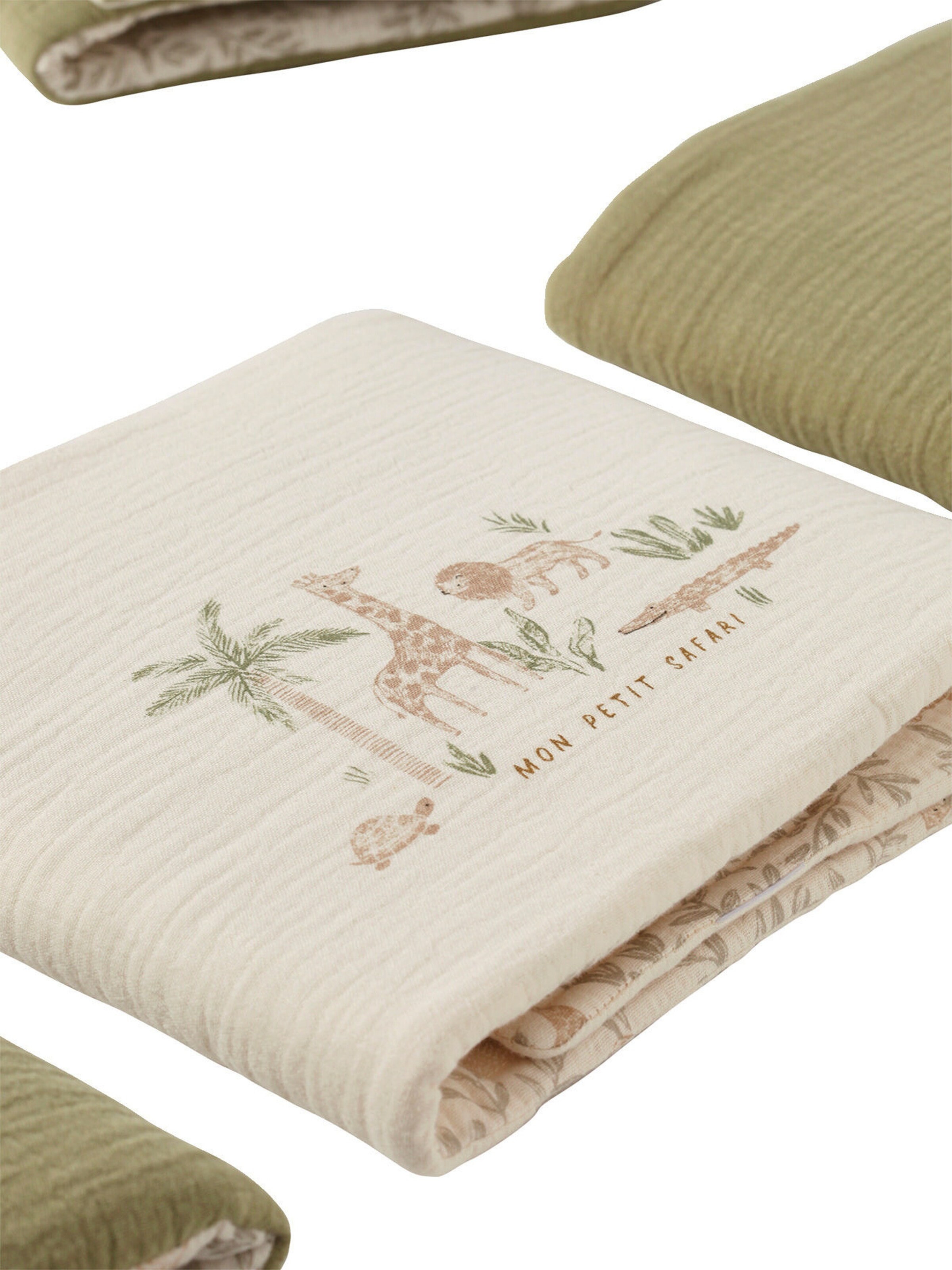 Vertbaudet Wendbare Baby Bettumrandung/Laufgitterpolster BABYLON beige bedruckt