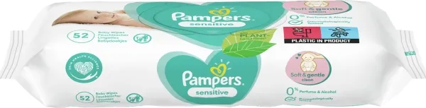 Pampers Sensitive Vådservietter til baby - Dermatologisk testet, Allergivenlig, Neutral pH, Parfumefri
