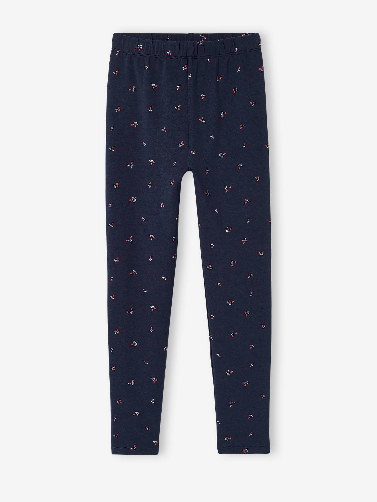 Conjunto de 2 leggings sortidas para meninas, tamanho médio com estampa azul.