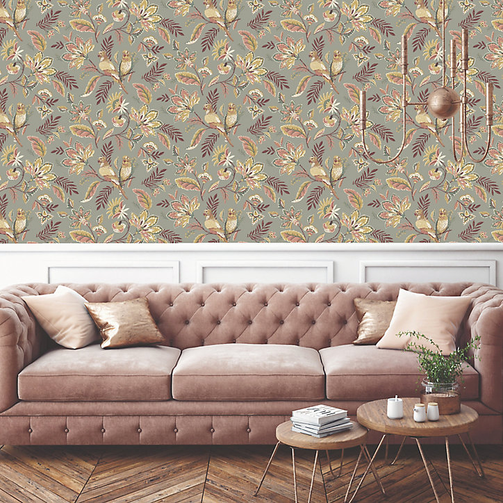 Papier peint Vinyle Intissé GoodHome Kyin Kaki