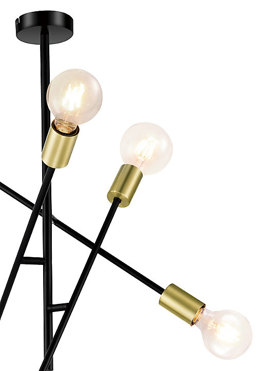 Suspension Monzoni 6 ampoules E27 IP20 noir