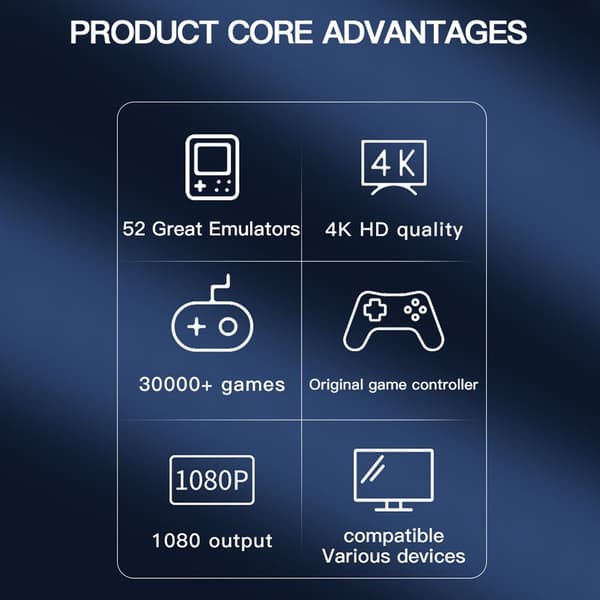 Game Stick 4K Dual 2.4G trådløs spillkontroller med 128G 30000+ spill for TV