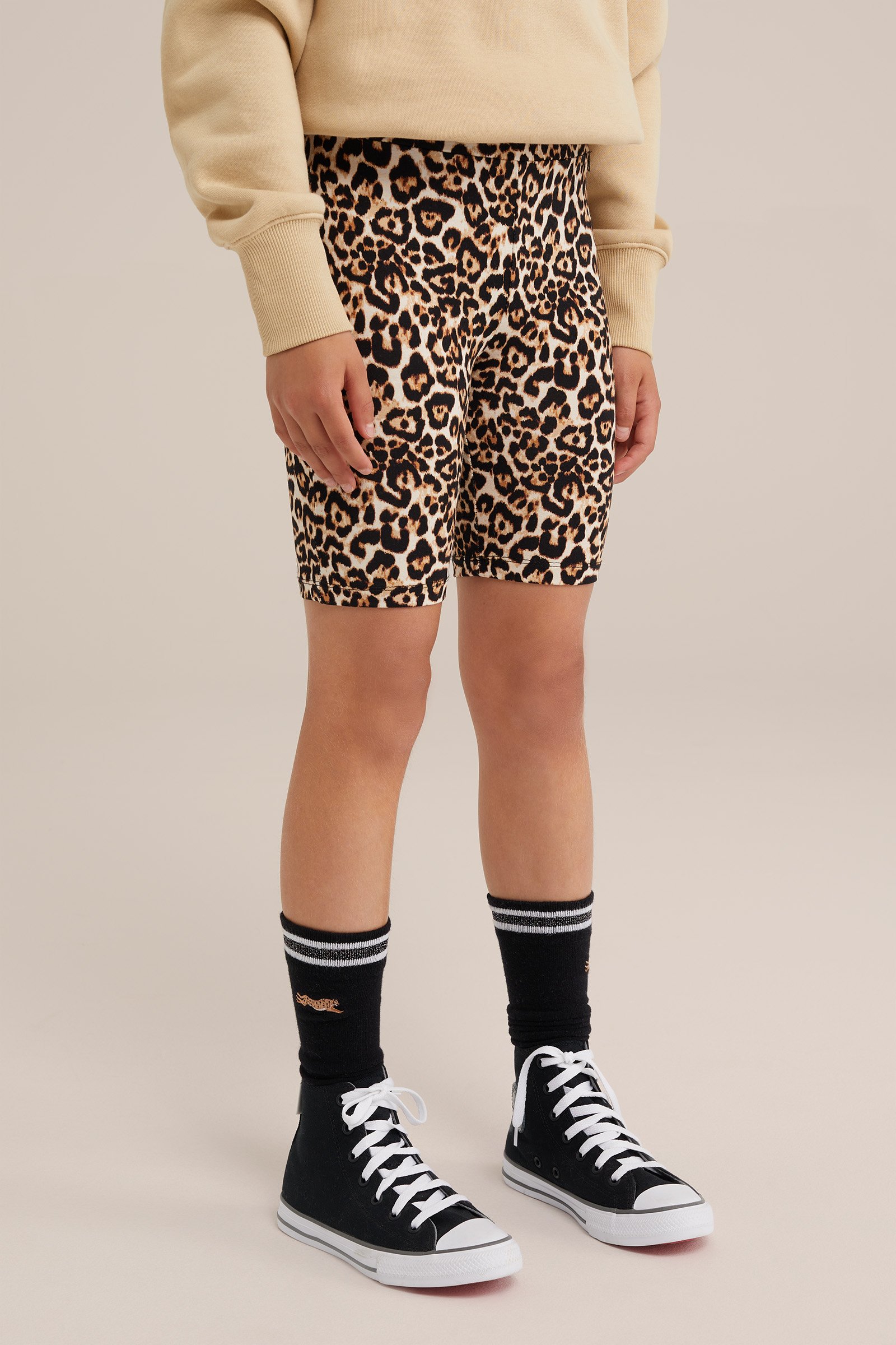 Meisjes korte legging met dessin WE Fashion Beige