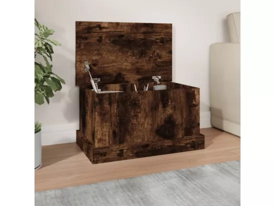 Boîte de rangement chêne fumé 50x30x28 cm bois d'ingénierie