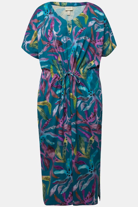 Midikleid, V-Ausschnitt, Halbarm, Biobaumwolle