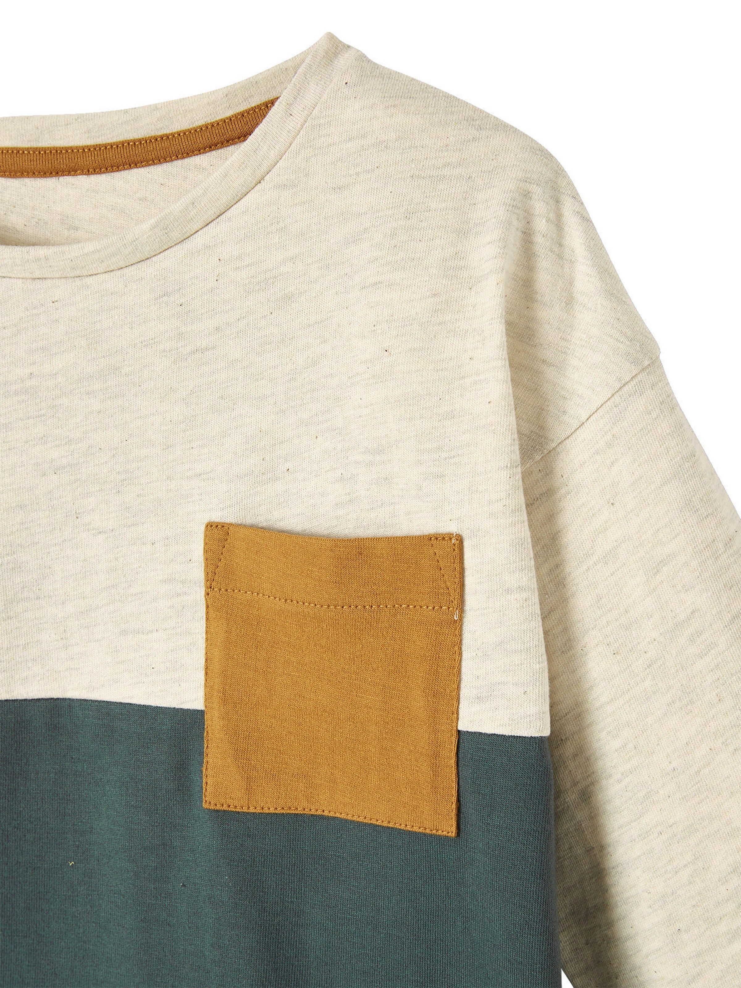 Vertbaudet Jungen Shirt Colorblock hellbeige/salbei