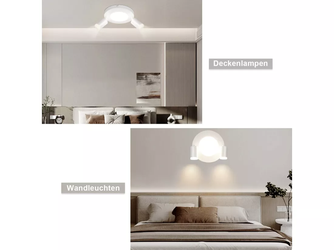 NETTLIFE Spot de plafond 2 ampoules GU10 20W chambre 3000k Pivotant Pivotant en métal à 350°