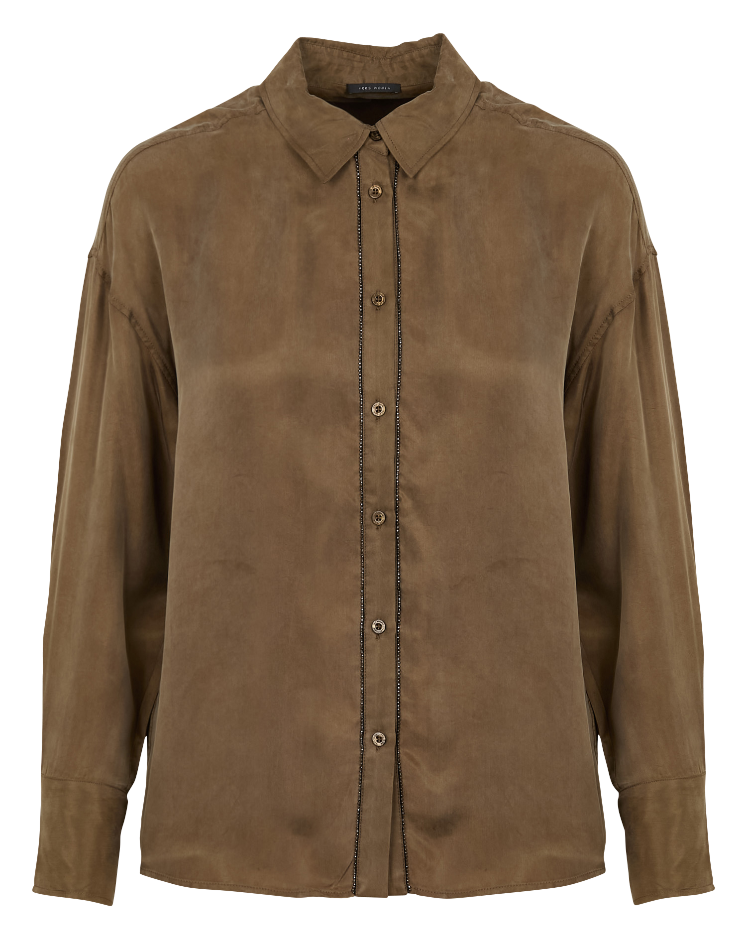 Chemise droite à studs | Kaki