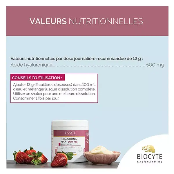Biocyte Hyaluronic Max Pó Antienvelhecimento com Ácido Hialurônico 500mg