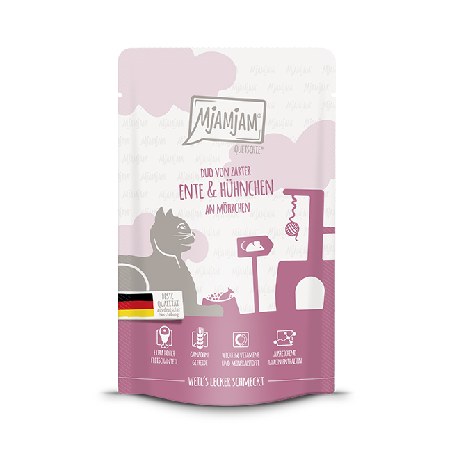 Quetschie - DUO von zarter Ente & saftigem Hühnchen an Möhrchen