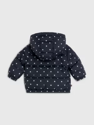 Jaqueta puffer com capuz e estampa total