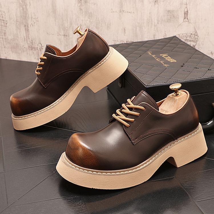 Mr Ozera - Plateau veterschoenen met effen hak