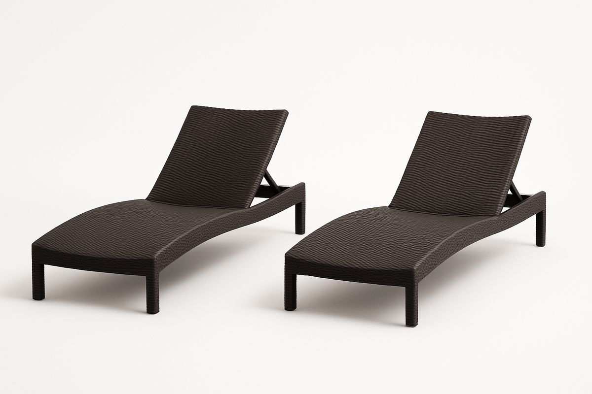2er-Set Sonnenliegen Polyethylengeflecht Braun 200x65x38 cm