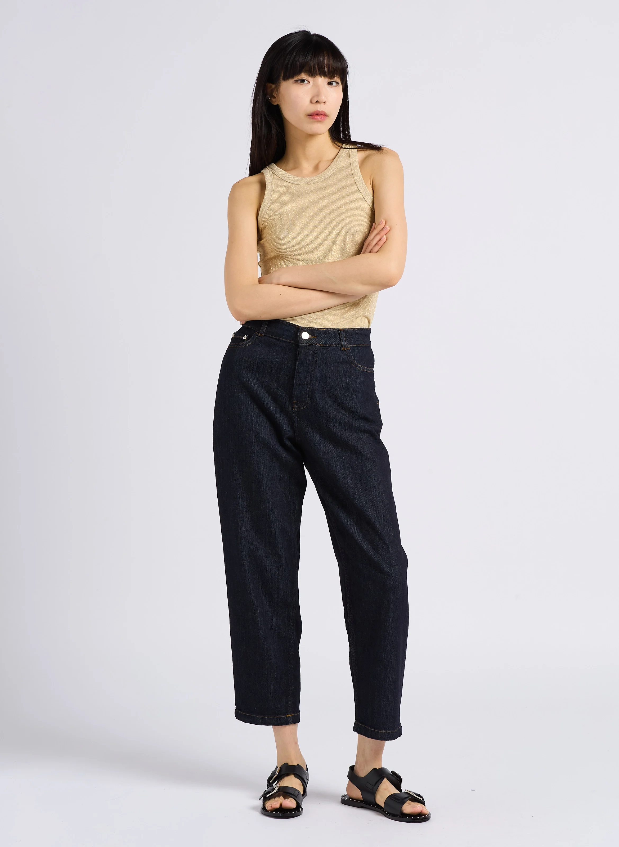 Jean droit en coton| Bleu