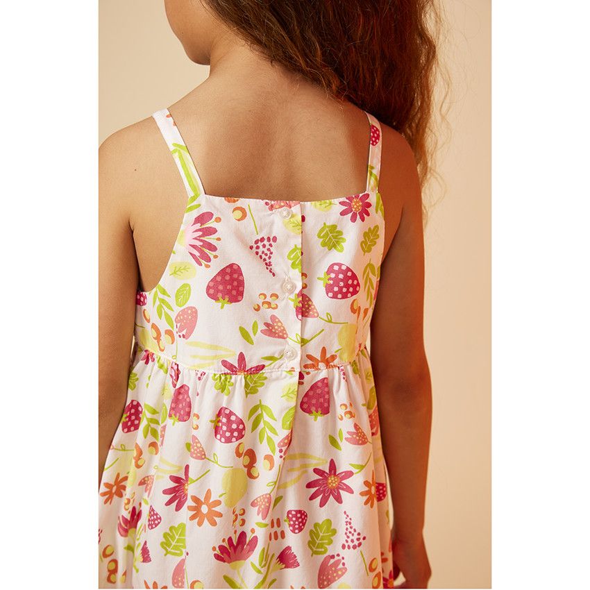 Robe à bretelles en crochet et voile imprimé fleurs pour fille - Blanc