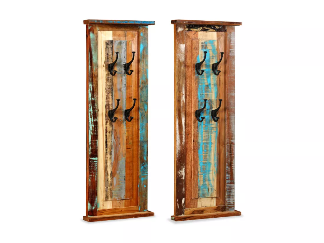 Porte-manteau 2 pcs Bois de récupération massif 38x100 cm