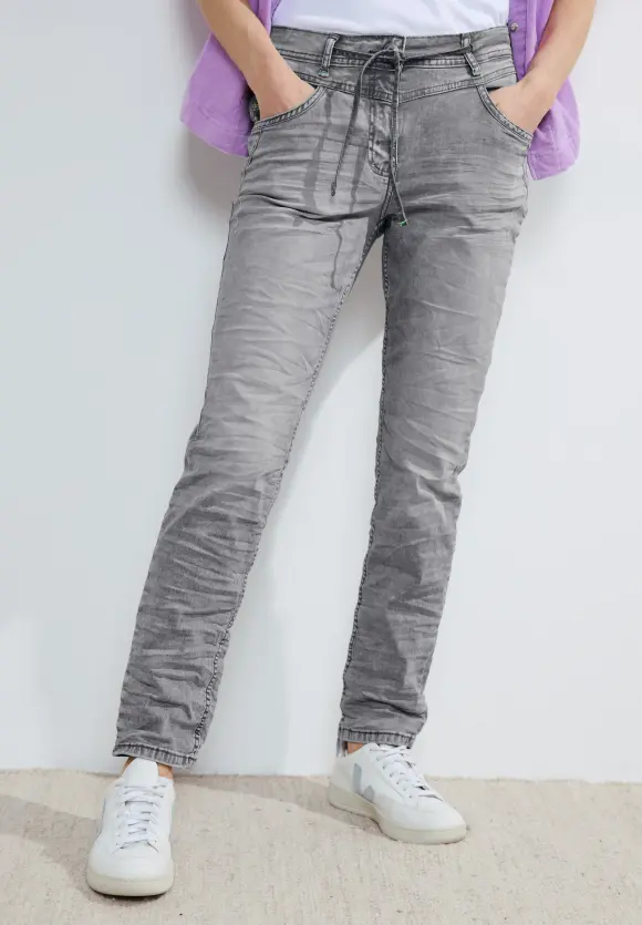 Graue Casual Fit Jeans - light grey stone wash
