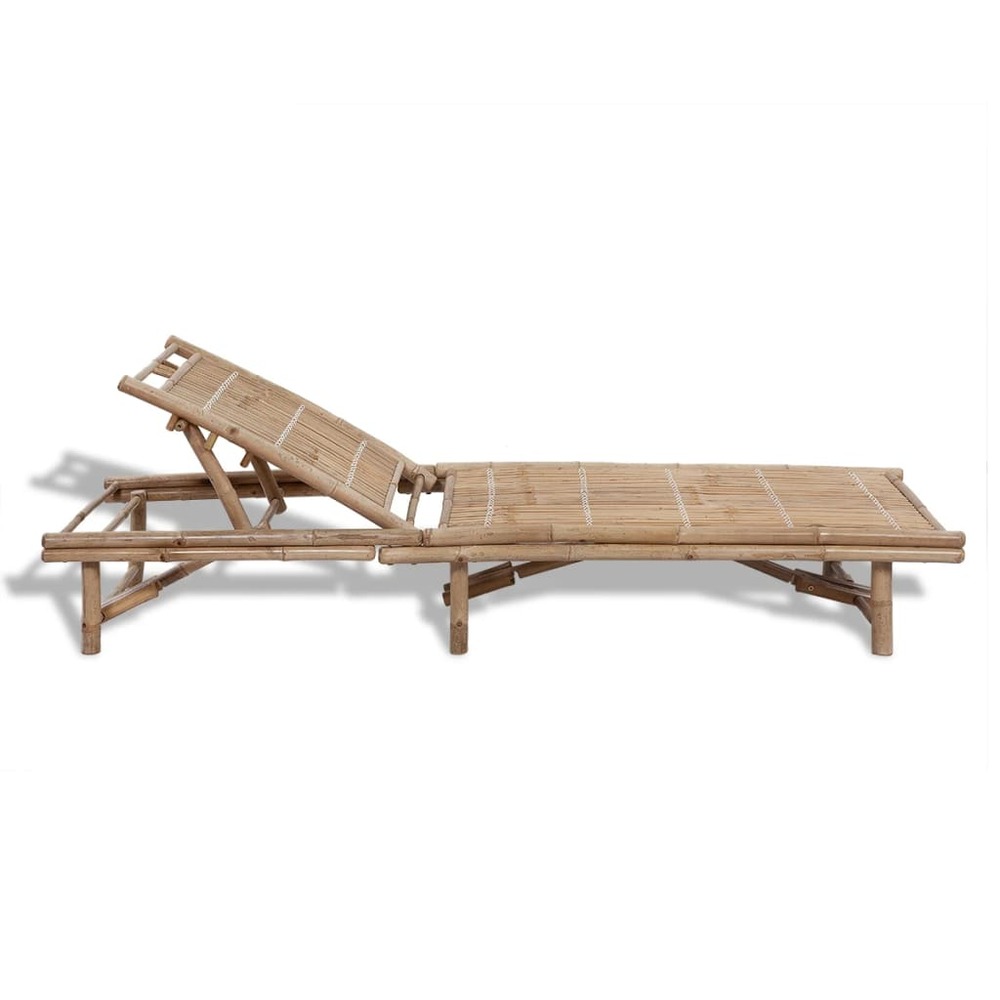 Transat chaise longue bain de soleil lit de jardin terrasse meuble d'extérieur bambou
