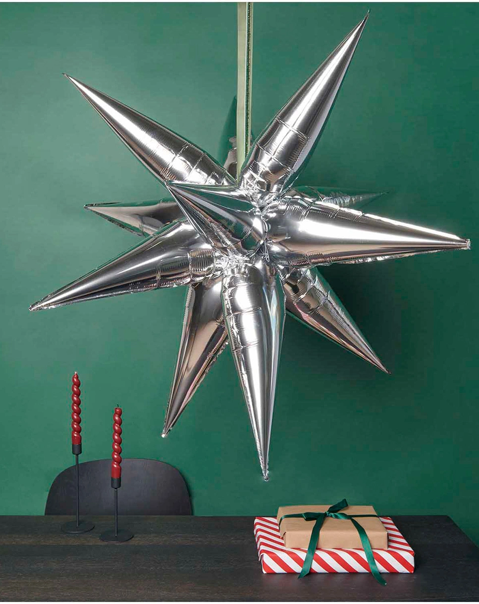 Folienballon 3D STERN GROSS in silber