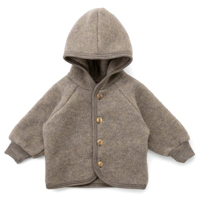 Kinder-Jacke Schurwollfleece, Braunmelange