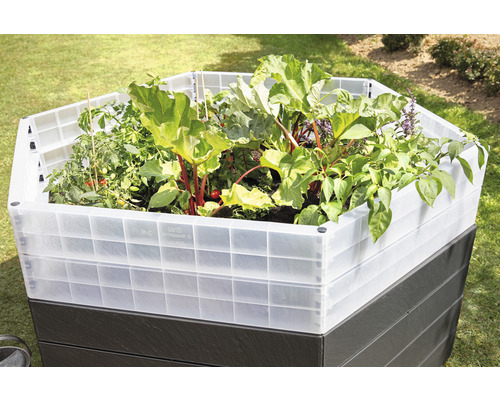 Klassieke verhoogde tuinbak GARANTIA ERGO Turbo L 75 incl. Flora waterbesparend systeem 110 x 110 x 75 cm steen