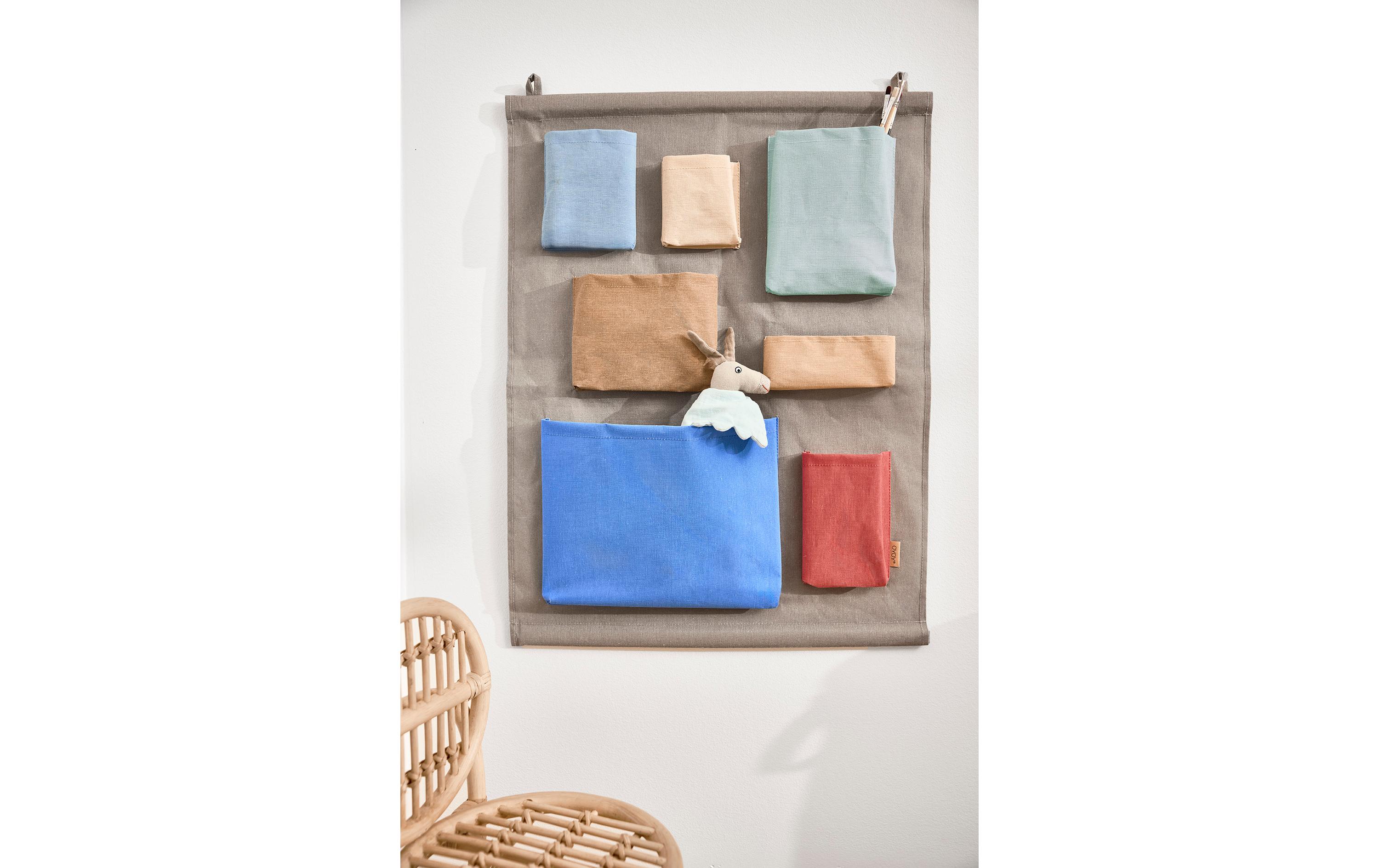 Wandspeicher Saga Grau/MehrfarbigWandorganizer mit sieben kleinen Taschen