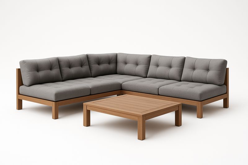 Ecksofa-Set Holzrahmen Polyester Grau