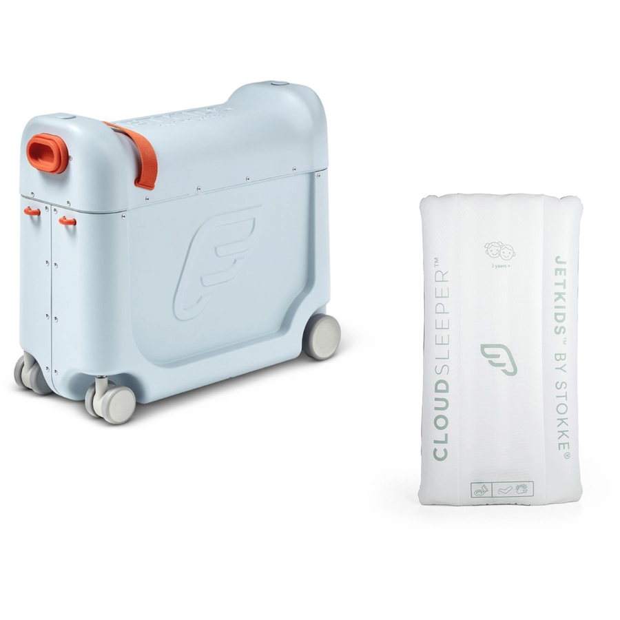 JETKIDS™ BY STOKKE® Aufsitzkoffer BedBox™ Blue Sky und Matratze CloudSleeper™ weiß