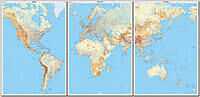 IGN - POSTER MONDE PLASTIFIE EN 3 FEUILLES 143X289
